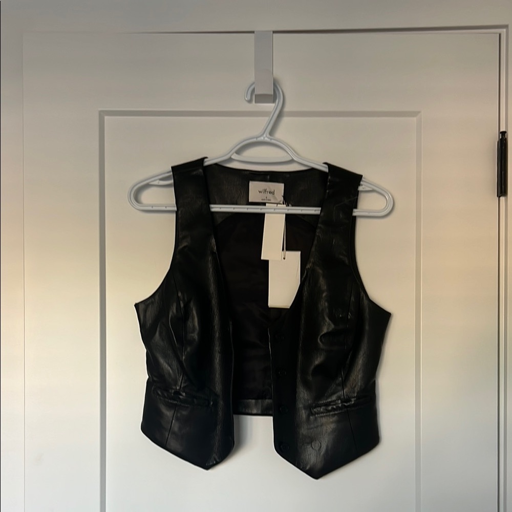 Wilfred Desire Black Faux Leather Vest